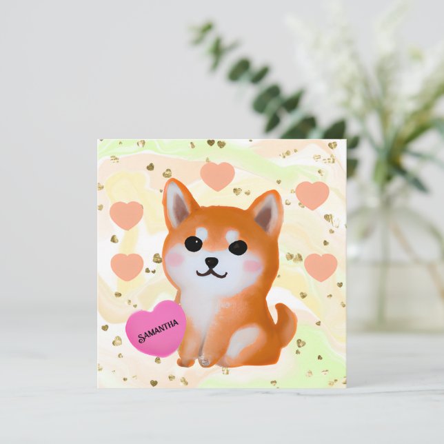 Cute Shiba Inu Hearts | för Hund älskare (Stående Fram)