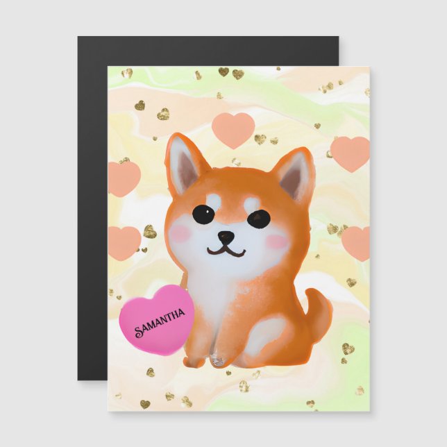 Cute Shiba Inu Hearts | för Hund älskare (Fram/baksida)