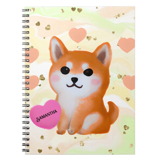 Cute Shiba Inu Hearts | för Hund älskare Anteckningsbok (Framsidan)