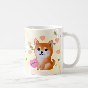 Cute Shiba Inu Hearts för Hund älskare Kaffemugg
