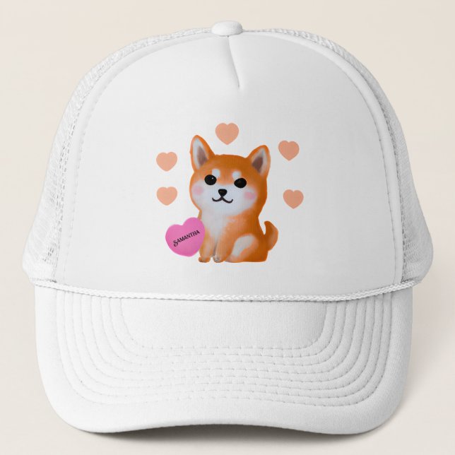 Cute Shiba Inu Hearts | för Hund älskare Keps (Framsida)