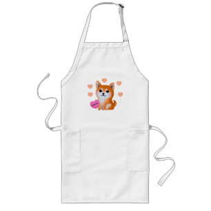 Cute Shiba Inu Hearts för Hund älskare Långt Förkläde