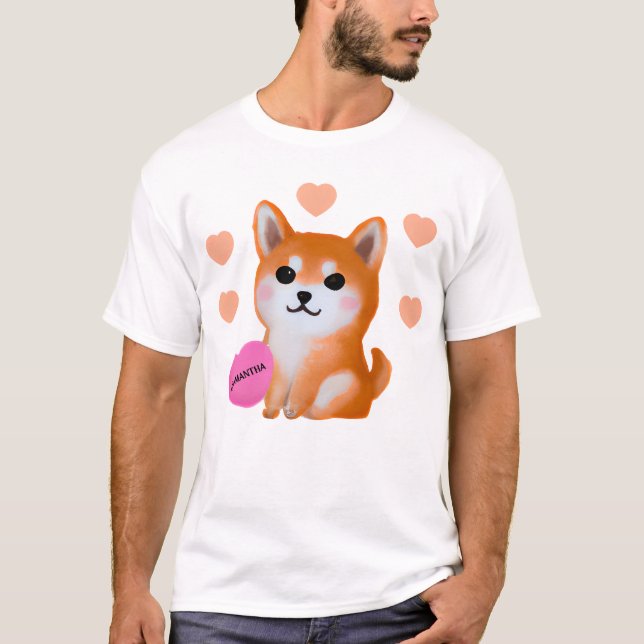 Cute Shiba Inu Hearts | för Hund älskare T Shirt (Framsida)