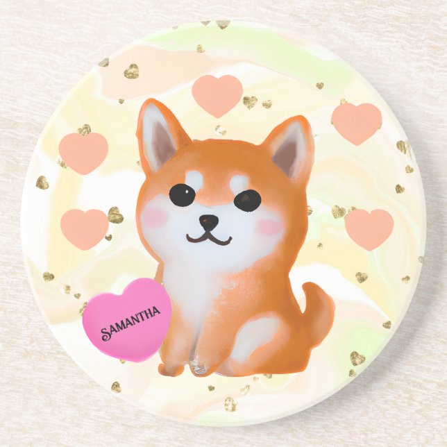Cute Shiba Inu Hearts | för Hund älskare Underlägg (Framsidan)