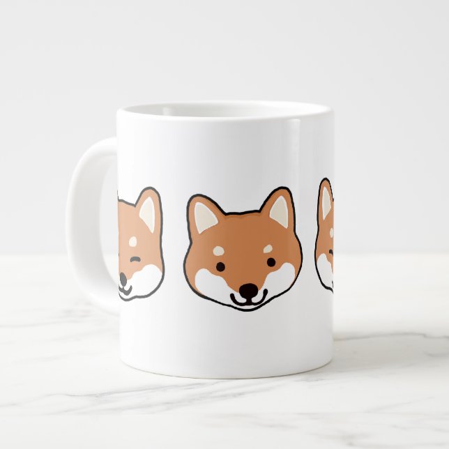Cute Shiba Inu Hund Ansikte Jumbo Mugg (Framsida vänster)