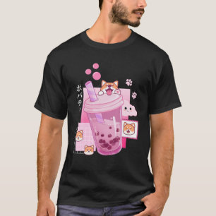 Cute Shiba Inu Hund Drink Mjölk Tea Boba Anime Jap T Shirt