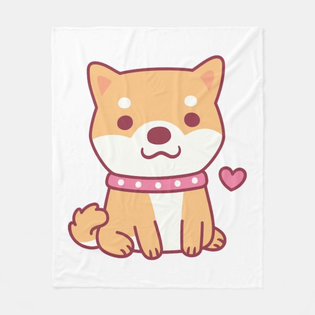 Cute Shiba Inu Hund Fleecefilt (Framsidan)