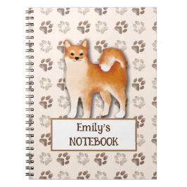 Cute Shiba Inu-hund fotavtryck anpassade namn Anteckningsbok
