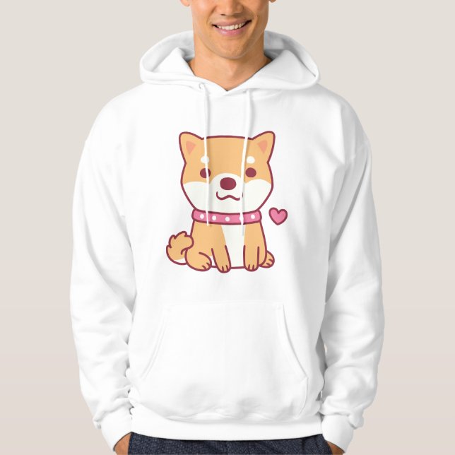 Cute Shiba Inu Hund Hoodie (Framsida)