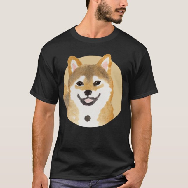 Cute Shiba Inu Hund japansk målning minimalt T Shirt (Framsida)