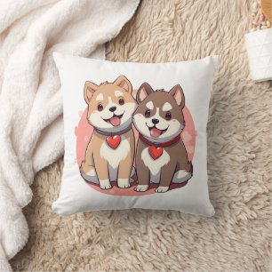 Cute Shiba Inu Hund par i Kärlek Kudde