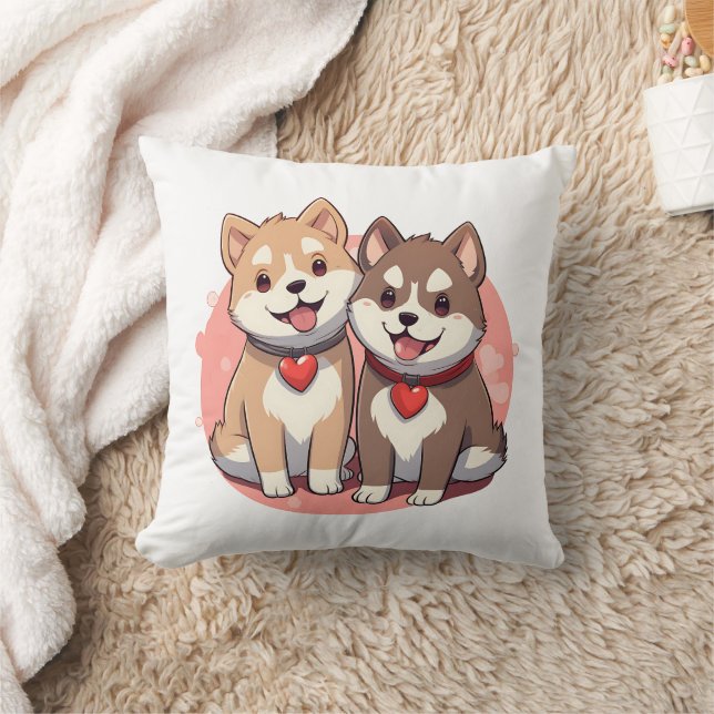 Cute Shiba Inu Hund par i Kärlek Kudde (Filt)