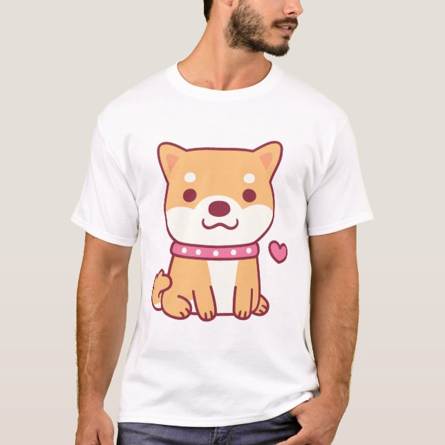 Cute Shiba Inu Hund T Shirt (Framsida)