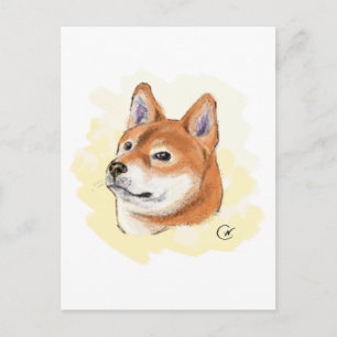 Cute Shiba Inu Hund Teckning Vykort