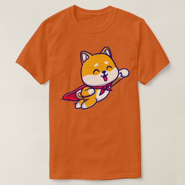 Cute Shiba Inu Hund Toppen Flies Tecknad T Shirt (Design framsida)