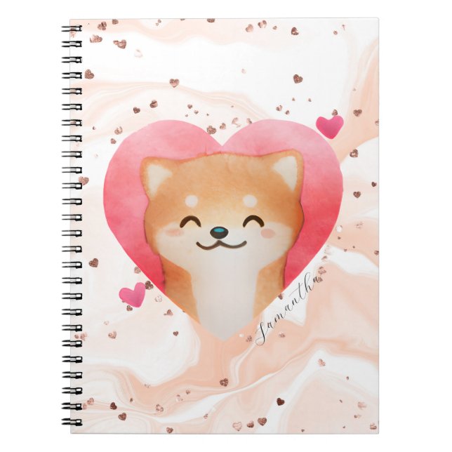 Cute Shiba Inu i ett hjärta Anteckningsbok (Framsidan)