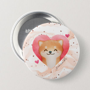 Cute Shiba Inu i ett hjärta Knapp