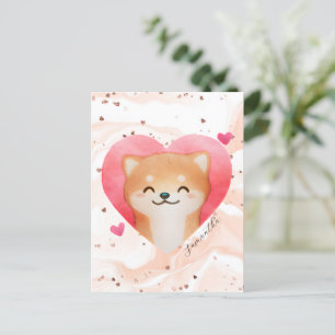 Cute Shiba Inu i ett hjärta Vykort
