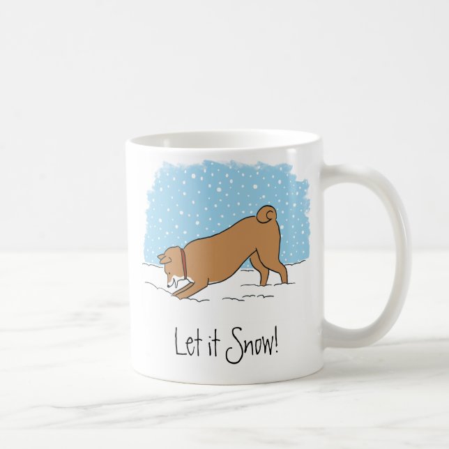 Cute Shiba Inu Låt det snöa - Lycklig Hund Helgdag Kaffemugg (Höger)