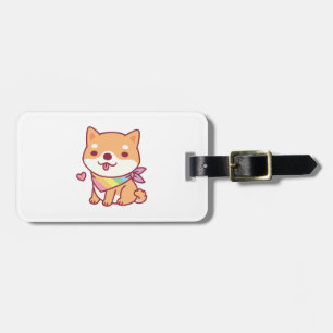 Cute Shiba Inu med Rainbow Pet Bandana Bagagebricka