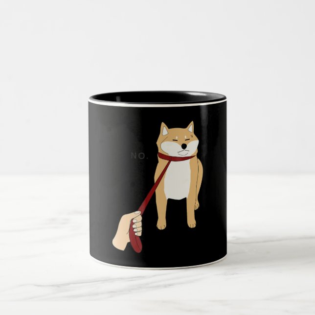 Cute Shiba Inu Nope - Doge Meme Två-Tonad Mugg (Center)