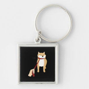 Cute shiba inu Oope hund - lustig design Fyrkantig Silverfärgad Nyckelring