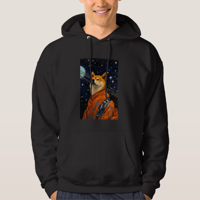Cute Shiba Inu Pixel Art Hoodie (Framsida)
