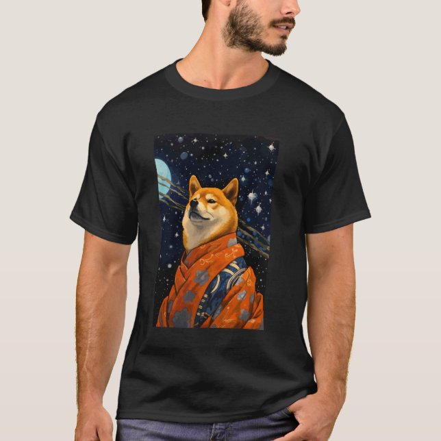 Cute Shiba Inu Pixel Art T Shirt (Framsida)