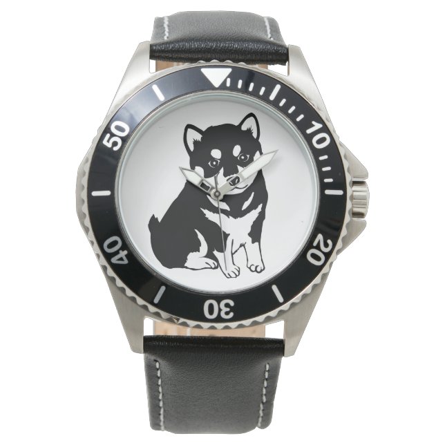 Cute Shiba Inu Puppy Art Armbandsur (Framsida)