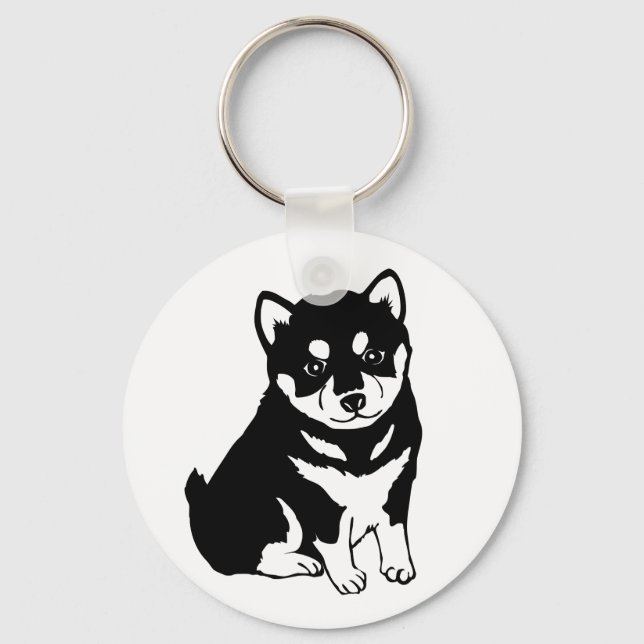 Cute Shiba Inu Puppy Art Nyckelring (Framsida)