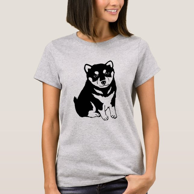 Cute Shiba Inu Puppy Art T Shirt (Framsida)