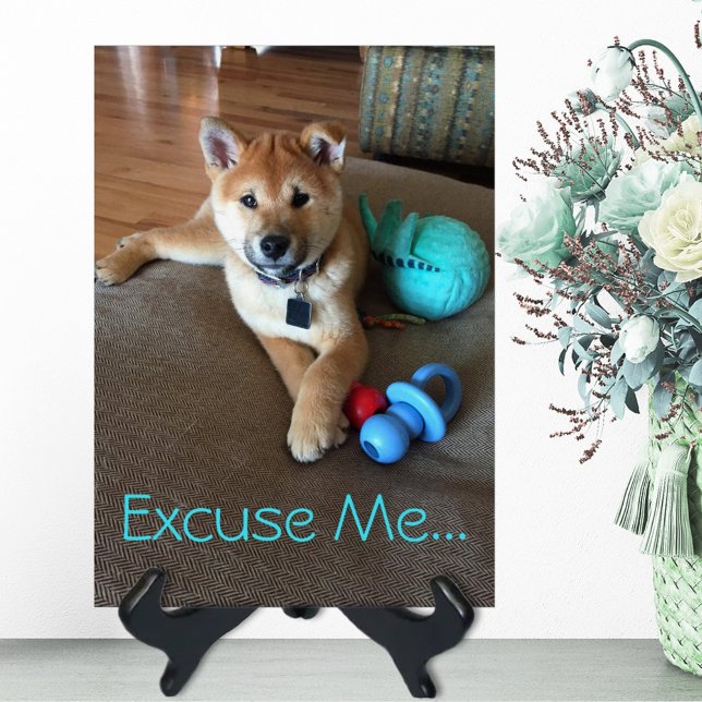 Cute Shiba Inu Puppy med Leksak Photo Template Hälsningskort (Skapare uppladdad)