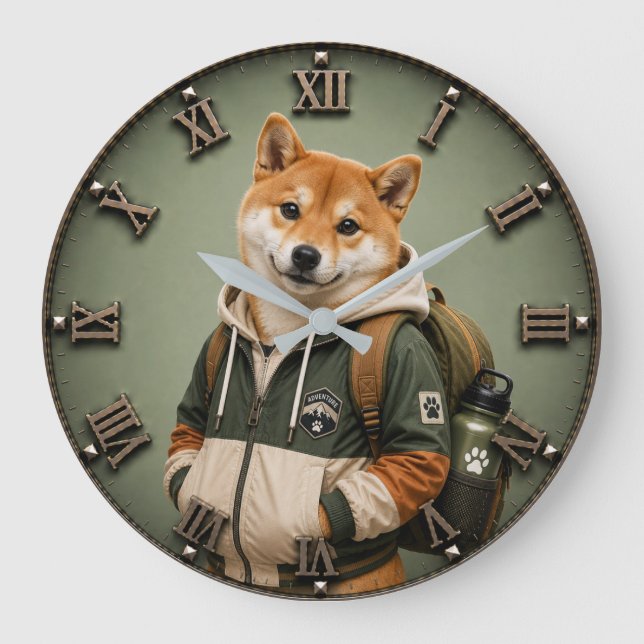 Cute Shiba Inu Puppy Stor Klocka (Framsida)