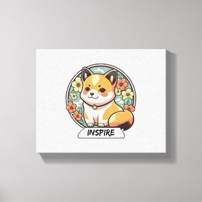 Cute Shiba Inu Valp Canvastryck (Framsida)