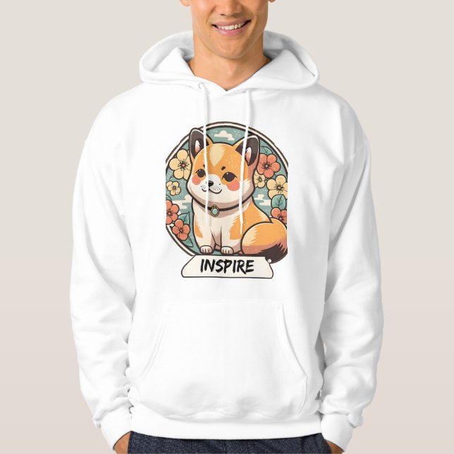 Cute Shiba Inu Valp Hoodie (Framsida)
