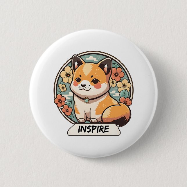 Cute Shiba Inu Valp Knapp (Framsida)