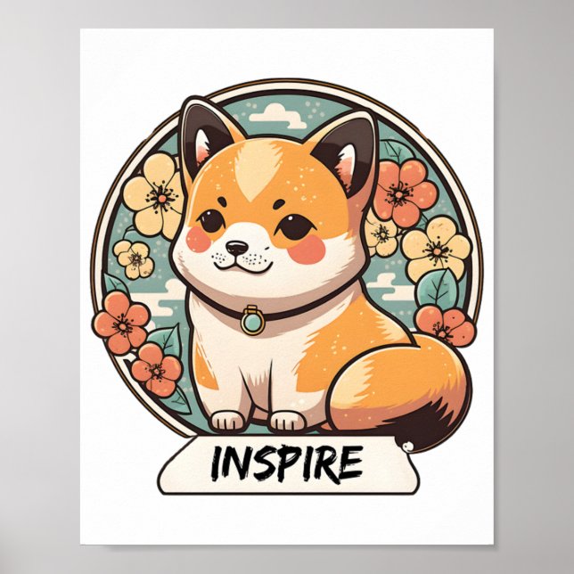 Cute Shiba Inu Valp Poster (Framsidan)