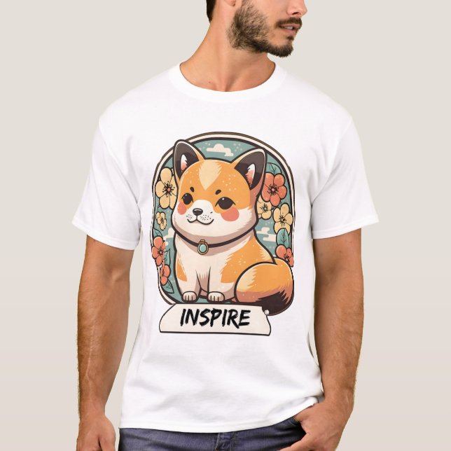 Cute Shiba Inu Valp T Shirt (Framsida)