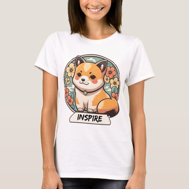 Cute Shiba Inu Valp T Shirt (Framsida)