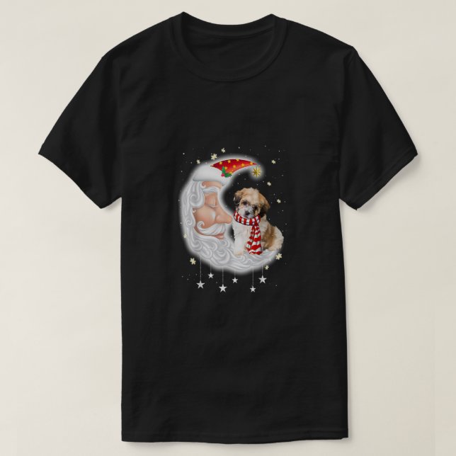 Cute Shichon med jultomten Hund älskare T Shirt (Design framsida)