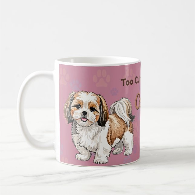 Cute Shih Tzu Dog Mug – Fluffy Shih Tzu Gift Kaffemugg (Vänster)