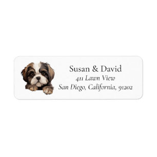 Cute Shih Tzu Hund aveln Djurälskare Returadress Etikett