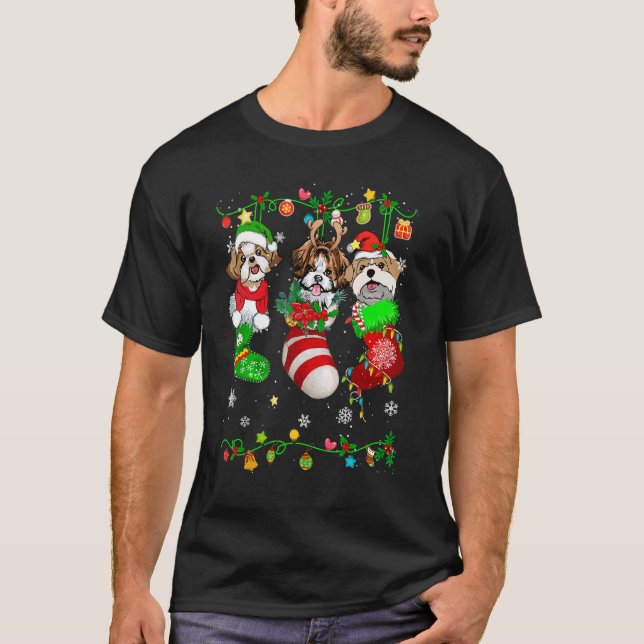 Cute Shih Tzu-Hund i julklapp T Shirt (Framsida)