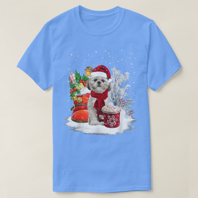 Cute Shih Tzu Hund jul T Shirt (Design framsida)