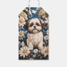 Cute Shih Tzu Hund White Daisy Flowers