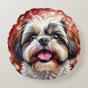 Cute Shih Tzu-jul Rund Kudde