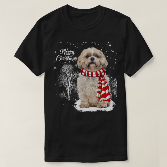 Cute Shih Tzu-julgrupgräddaren Hund älskare T Shirt (Design framsida)