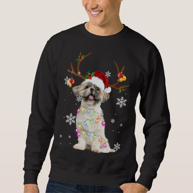 Cute Shih Tzu julrener, Ljus Lång Ärmad Tröja (Framsida)