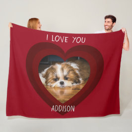 Cute shih tzu kärlek Valentine hjärtfoto Fleecefilt