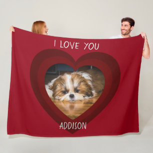 Cute shih tzu kärlek Valentine hjärtfoto Fleecefilt